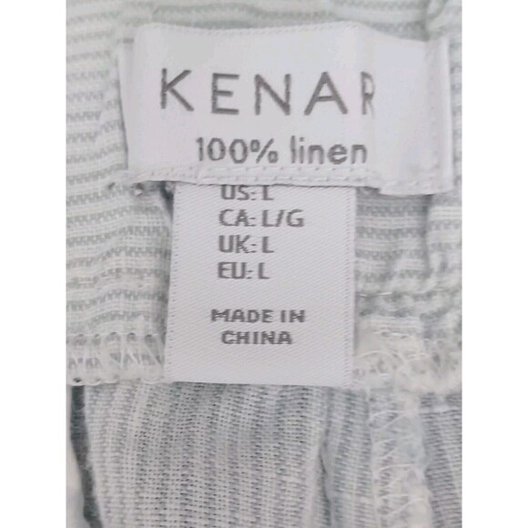 Kenar Women's Pin Striped Linen Drawstring  Cropped Pants Size Large - Picture 7 of 8